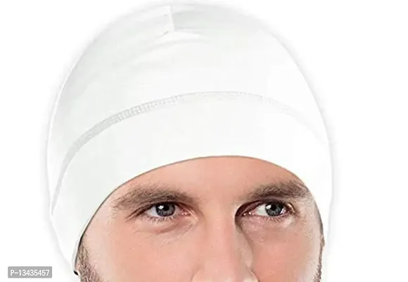 PAROPKAR Helmet Liner Skull Caps Sweat Wicking Cap Running Hats Cycling Skull Caps for Men and Women (White Pack of 1)-thumb2