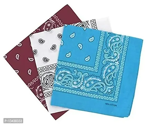 PAROPKAR Casual Latest Men & Women Bandana Handkerchief Unisex Paisley Bandanas Multi Purpose Cowboy Head Wrap neckgaiter Face Cover Pack of 3 (Maroon White frozi)