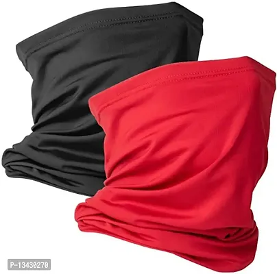 Summer Neck Gaiter Sun UV Protection Face Cover Cooling Neck Scarf Anti Dust Windproof Bandana for Hiking Cycling Fishing (Red Black)