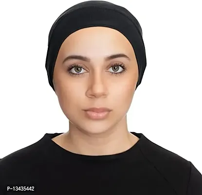 PAROPKAR Under Scarf Hijab Cap Under Caps for Turban Head Wraps Scarf Solid Colour Unisex Stretch Dreadlocks Tube Neck Gaiter Bandana face Mask (Pink Black)-thumb2