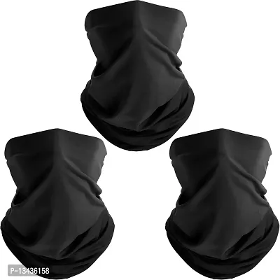 PAROPKAR 3 Face Headwear Headband Bandana Neck Gaiter - Headwrap Balaclava Facemask for Outdoor (Black)-thumb0