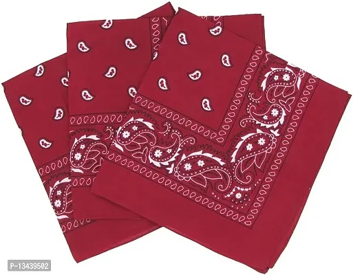 PAROPKAR 3 Pack Bandanas for Men & Women, Novelty Print Paisley Bandana Headband Scarf Handkerchiefs Wristband Cowboy Neckerchief Head Wrap Face Mask Gift Sets, (Maroon)