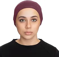 PAROPKAR Under Scarf Hijab Cap Under Caps for Turban Head Wraps Scarf Solid Colour Unisex Stretch Dreadlocks Tube Neck Gaiter Bandana face Mask (Green Maroon)-thumb1