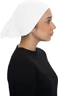 PAROPKAR Under Scarf Hijab Cap Under Caps for Turban Head Wraps Scarf Solid Colour Unisex Stretch Dreadlocks Tube Neck Gaiter Bandana face Mask (White)-thumb3