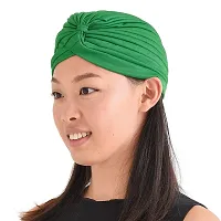 PAROPKAR Men's & Women's Pleated Head Wrap Knit Bonnet Turban/Pleated Stretchable Polyester Women?s Turban Head Cover/Sun Cap Pagri Pack of 3 (Green)-thumb1