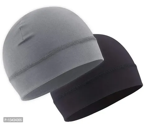 PAROPKAR Helmet Liner Skull Caps Sweat Wicking Cap Running Hats Cycling Skull Caps for Men and Women (Black Grey)