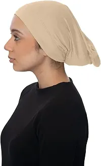 PAROPKAR Under Scarf Hijab Cap Under Caps for Turban Head Wraps Scarf Solid Colour Unisex Stretch Dreadlocks Tube Neck Gaiter Bandana face Mask (Beige)-thumb2