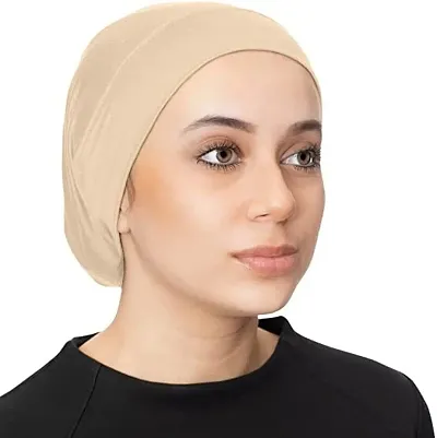 PAROPKAR Under Scarf Hijab Cap Under Caps for Turban Head Wraps Scarf Solid Colour Unisex Stretch Dreadlocks Tube Neck Gaiter Bandana face Mask (Beige)