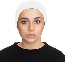 PAROPKAR Under Scarf Hijab Cap Under Caps for Turban Head Wraps Scarf Solid Colour Unisex Stretch Dreadlocks Tube Neck Gaiter Bandana face Mask (White)-thumb1