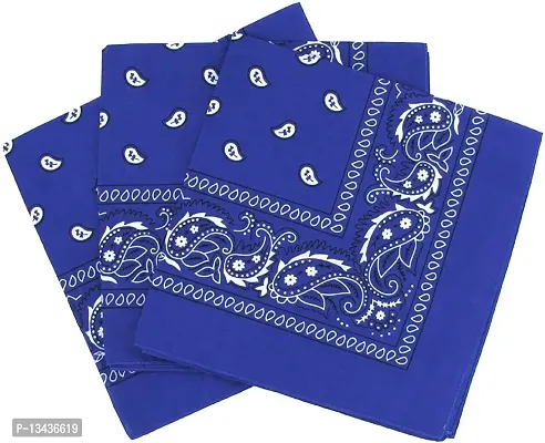 PAROPKAR 3 Pack Bandanas for Men & Women, Novelty Print Paisley Bandana Headband Scarf Handkerchiefs Wristband Cowboy Neckerchief Head Wrap Face Mask Gift Sets, (Royal Blue)