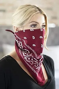 PAROPKAR Casual Latest Men & Women Bandana Handkerchief Unisex Paisley Bandanas Multi Purpose Cowboy Head Wrap neckgaiter Face Cover Pack of 3 (Maroon White frozi)-thumb1