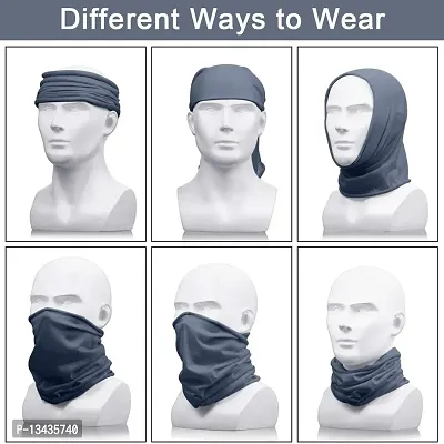 PAROPKAR 3 Face Headwear Headband Bandana Neck Gaiter - Headwrap Balaclava Facemask for Outdoor (Grey)-thumb4