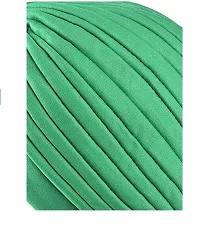 PAROPKAR Men's & Women's Pleated Head Wrap Knit Bonnet Turban/Pleated Stretchable Polyester Women?s Turban Head Cover/Sun Cap Pagri Pack of 3 (Green)-thumb2