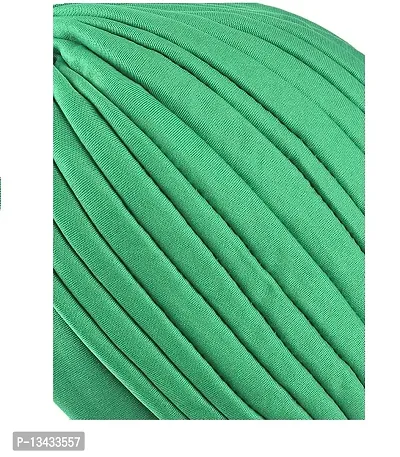 PAROPKAR Men's & Women's Pleated Head Wrap Knit Bonnet Turban/Pleated Stretchable Polyester Women?s Turban Head Cover/Sun Cap Pagri Pack of 3 (Green)-thumb3