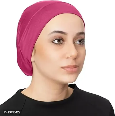 PAROPKAR Under Scarf Hijab Cap Under Caps for Turban Head Wraps Scarf Solid Colour Unisex Stretch Dreadlocks Tube Neck Gaiter Bandana face Mask (Pink)