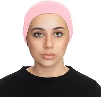 PAROPKAR Under Scarf Hijab Cap Under Caps for Turban Head Wraps Scarf Solid Colour Unisex Stretch Dreadlocks Tube Neck Gaiter Bandana face Mask (Contrast Beige)-thumb1