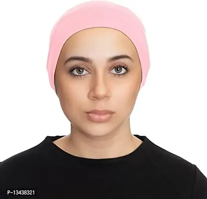 PAROPKAR Under Scarf Hijab Cap Under Caps for Turban Head Wraps Scarf Solid Colour Unisex Stretch Dreadlocks Tube Neck Gaiter Bandana face Mask (Contrast Beige)-thumb2