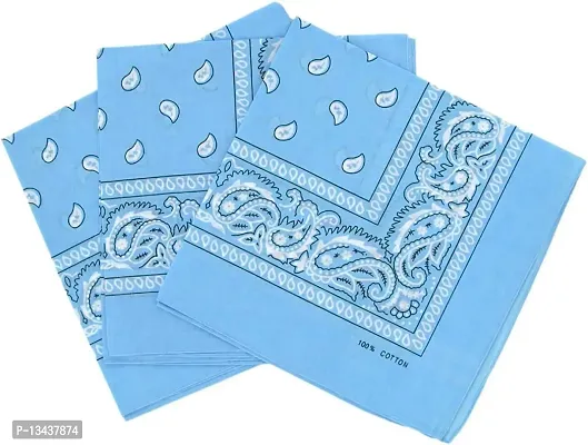 PAROPKAR 3 Pack Bandanas for Men & Women, Novelty Print Paisley Bandana Headband Scarf Handkerchiefs Wristband Cowboy Neckerchief Head Wrap Face Mask Gift Sets, (Dark Sky Blue)