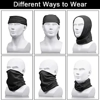 PAROPKAR 3 Face Headwear Headband Bandana Neck Gaiter - Headwrap Balaclava Facemask for Outdoor (Black)-thumb3