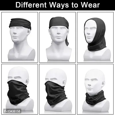 PAROPKAR 3 Face Headwear Headband Bandana Neck Gaiter - Headwrap Balaclava Facemask for Outdoor (Black)-thumb4