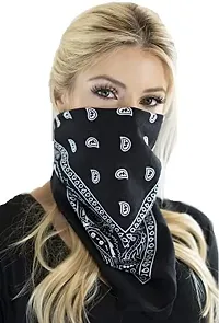 PAROPKAR 3 Pack for Men & Women, Novelty Print Paisley Bandana Headband Scarf Handkerchiefs Wristband Cowboy Neckerchief Head Wrap Face Mask Gift Sets, (Black)-thumb1