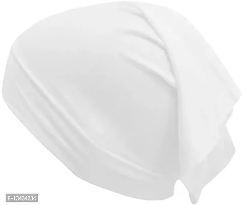 PAROPKAR Under Scarf Hijab Cap Under Caps for Turban Head Wraps Scarf Solid Colour Unisex Stretch Dreadlocks Tube Neck Gaiter Bandana face Mask (White)-thumb5