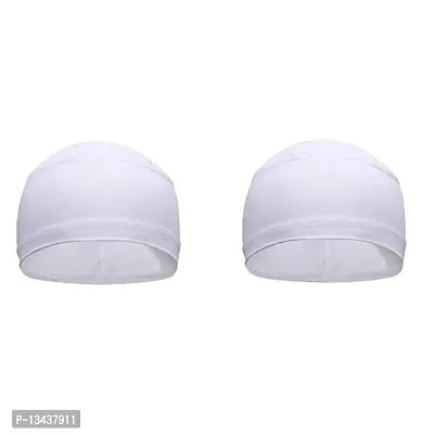 PAROPKAR Helmet Liner Skull Caps Sweat Wicking Cap Running Hats Cycling Skull Caps for Men and Women (White Pack of 2)