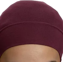 PAROPKAR Under Scarf Hijab Cap Under Caps for Turban Head Wraps Scarf Solid Colour Unisex Stretch Dreadlocks Tube Neck Gaiter Bandana face Mask (Green Maroon)-thumb2