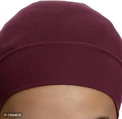 PAROPKAR Under Scarf Hijab Cap Under Caps for Turban Head Wraps Scarf Solid Colour Unisex Stretch Dreadlocks Tube Neck Gaiter Bandana face Mask (Green Maroon)-thumb3