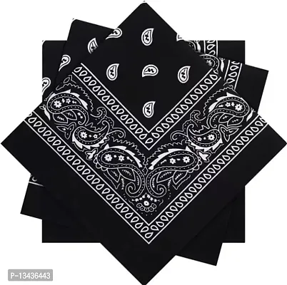 PAROPKAR 3 Pack for Men & Women, Novelty Print Paisley Bandana Headband Scarf Handkerchiefs Wristband Cowboy Neckerchief Head Wrap Face Mask Gift Sets, (Black)-thumb0