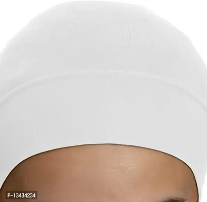 PAROPKAR Under Scarf Hijab Cap Under Caps for Turban Head Wraps Scarf Solid Colour Unisex Stretch Dreadlocks Tube Neck Gaiter Bandana face Mask (White)-thumb3