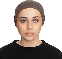 PAROPKAR Under Scarf Hijab Cap Under Caps for Turban Head Wraps Scarf Solid Colour Unisex Stretch Dreadlocks Tube Neck Gaiter Bandana face Mask (Brown)-thumb1