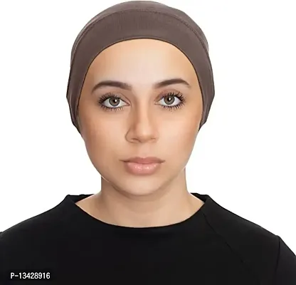 PAROPKAR Under Scarf Hijab Cap Under Caps for Turban Head Wraps Scarf Solid Colour Unisex Stretch Dreadlocks Tube Neck Gaiter Bandana face Mask (Brown)-thumb2