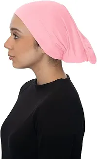 PAROPKAR Under Scarf Hijab Cap Under Caps for Turban Head Wraps Scarf Solid Colour Unisex Stretch Dreadlocks Tube Neck Gaiter Bandana face Mask (Contrast Beige)-thumb2