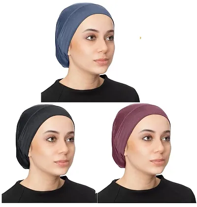 PAROPKAR ?? Under Hijab Hat Cap Stretch Solid Colour Scarf Bandana Bennie Convenient Bonnet Jersey Cap Head Wrap/Gear/Wear Tube Hat Neck Cover/Warmer Face Mask (Black Maroon)