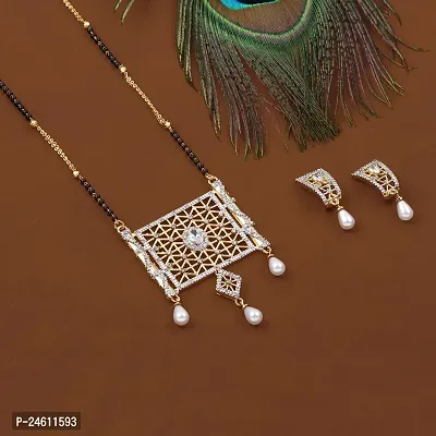 Elegant Alloy Mangalsutra With Earrings For Women-thumb0