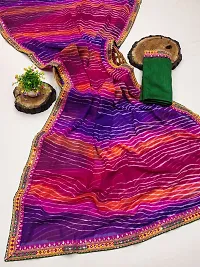 Elegant Multicoloured Georgette Leheria Saree with Blouse Piece-thumb2