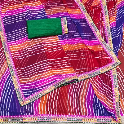 Elegant Multicoloured Georgette Leheria Saree with Blouse Piece-thumb3