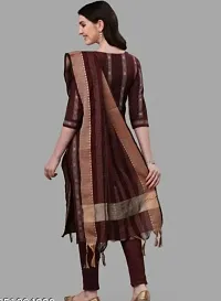 Beautiful Brown Cotton Kurta, Bottom And Dupatta Set For Women-thumb1