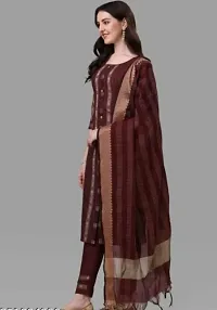 Beautiful Brown Cotton Kurta, Bottom And Dupatta Set For Women-thumb2