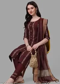 Beautiful Brown Cotton Kurta, Bottom And Dupatta Set For Women-thumb3