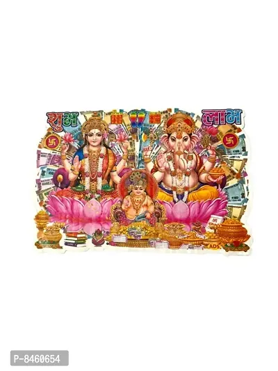 Lord Ganesha with Goddess Lakshmi Maa Religious Waterproof Vinyl Sticker Poster