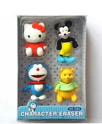 Mickey and Doraemon Erasers Pack of 4 Pencil Eraser Set Stationery for Kids Easy to Carry in Pencil Box | Children Love to Use Erasers-thumb1