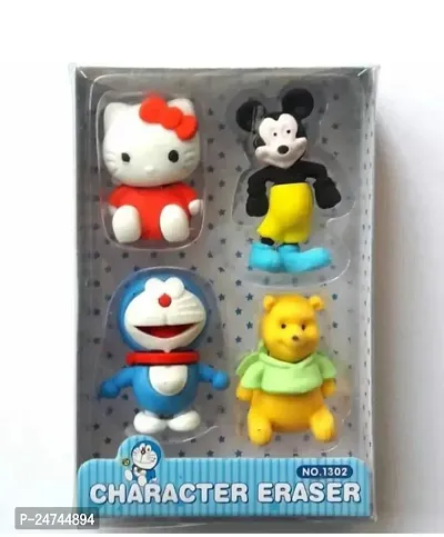 Mickey and Doraemon Erasers Pack of 4 Pencil Eraser Set Stationery for Kids Easy to Carry in Pencil Box | Children Love to Use Erasers-thumb2