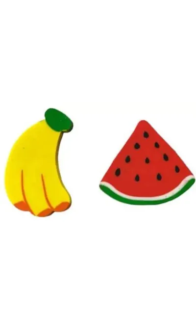 Cute 3D Banana  Watermelon Design Eraser For Kids Pack Of 2