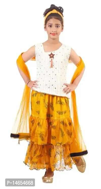 Yellow Readymade Designer Lehenga Cholis For Girls (Set Of 7 Pcs) Catalog
