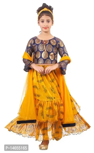 Lavish Orange Zari Banarasi Silk Bridal Wear Lehenga choli Semi Stitched