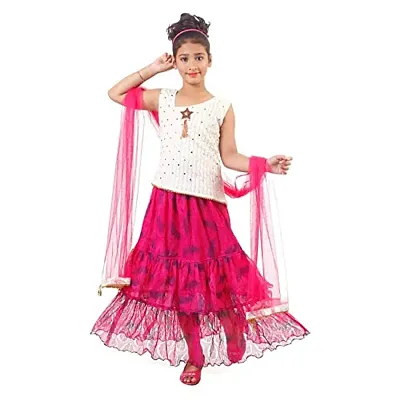 IIDAM Korian Design Girls Lehenga Choli for Kids Girls with Dupatta Set | Kids Lehenga Choli | Full Stitched Lehenga Choli Set | Readymade Lehenga Choli |