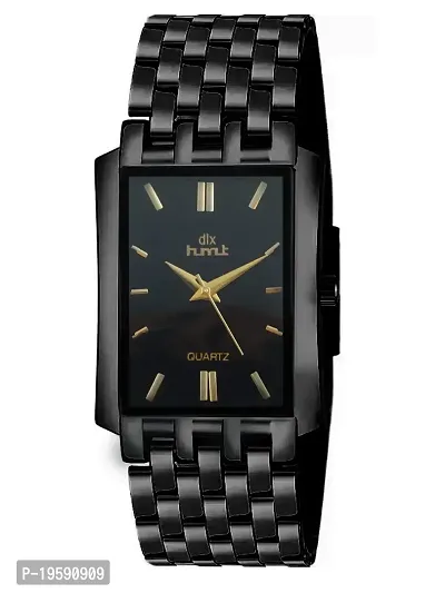 DLX Hmt Fashion Stainless Steel Case | Luxury Analog Watch | Stainless Steel Scratch Proof Watch for Men (Gold::Black)