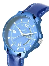 dlx hmt Men Analog Watch, Leather Strap Mechanical Watch with Date  Day, Men Wrist Watch (Blue)-thumb1